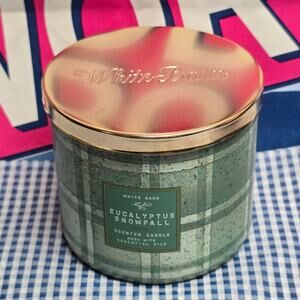 BBW Eucalyptus Snowfall Large 3 Wick Candle Christmas Holiday Home Fragrance
